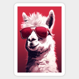 Funny And Cool Llama Wearing A Pink Sunglasses shirt Sticker